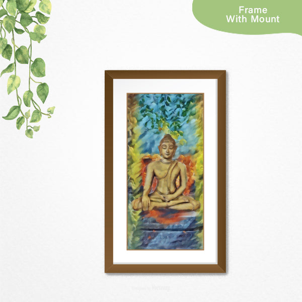 Buddha Painting - Brown Frame With Mount